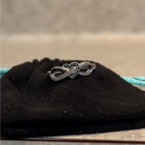 Zales diamond and sapphire infinity ring with heart. Size 5.5